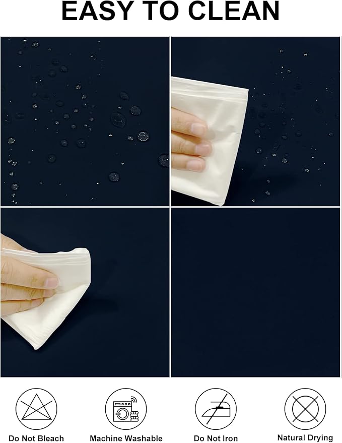Fokitut 2 Pack Waterproof Round Tablecloth, 120 Inch, Stain Resistant and Wrinkle Polyester Table Cloth, Fabric Table Cover for Kitchen Dining, Wedding, Party, Holiday Dinner-Navy
