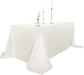Ascoza 2pack 90x156 Inch Ivory Rectangular Tablecloth 8 Feet Table Cloth in Polyester Fabric for Wedding/Banquet/Restaurant/Parties