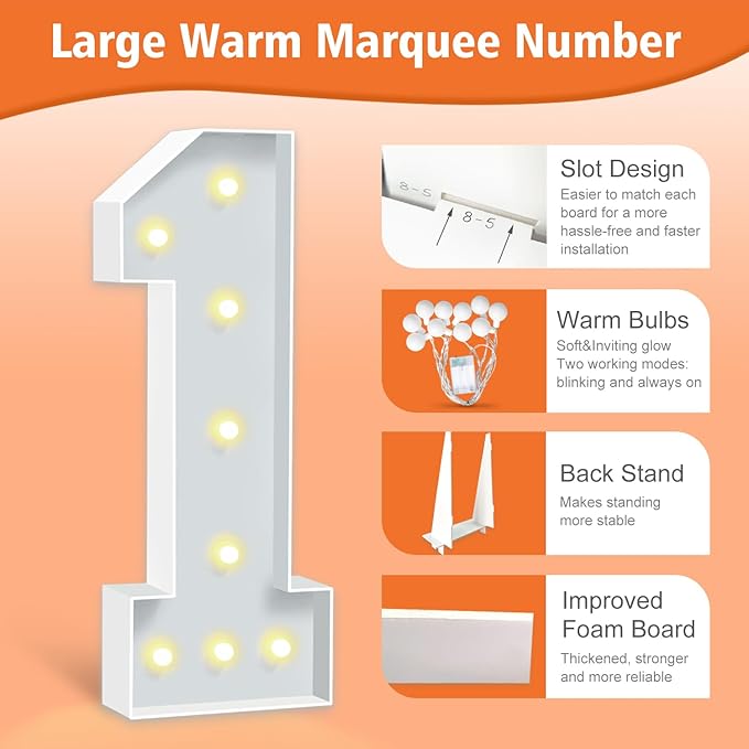 3FT Marquee Numbers 25, Large Light Up Numbers 25th Birthday Decorations for Girls Boys, Cardboard Number for Women Men Anniversary Party Decor Backdrop, DIY Foam Board Mosaic Number Sign