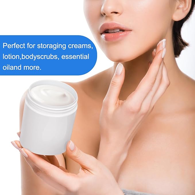 47Packs 8.8oz (250 ml) Plastic White Jars with Lids, Cosmetic Containers jars with Wide-Mouth for slime, beads, rhinestones, sequins Cosmetics, Lotion, Cream, Ointments and More by KUKLIPJIM.