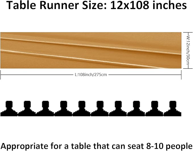 24Pack Table Runner 12 x 108 Inches Satin Silk Table Runner for Wedding, Birthday Party, Banquets, Graduations Decoration, fit Rectange and Round Table-Gold