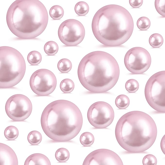 260Pcs Greyrose Glossy Beads for Centerpiece Decor, Artifical Pearls Vase Filler, No Hole Round Pearl Beads for Wedding Birthday Christmas Party Home Decor(18mm 14mm 6mm)