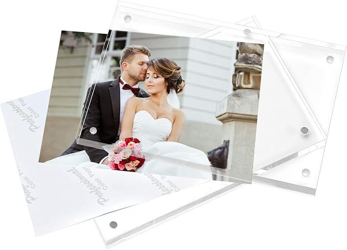 Magicool Premium Acrylic Photo Frame- Magnet Photo Frame -Double Sied Thick Desktop Frames (5x7 4 pack)