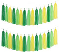 Green Light Green and Yellow Tassel Garland Banner Paper Tassels for Party Decorations,Pack of 15