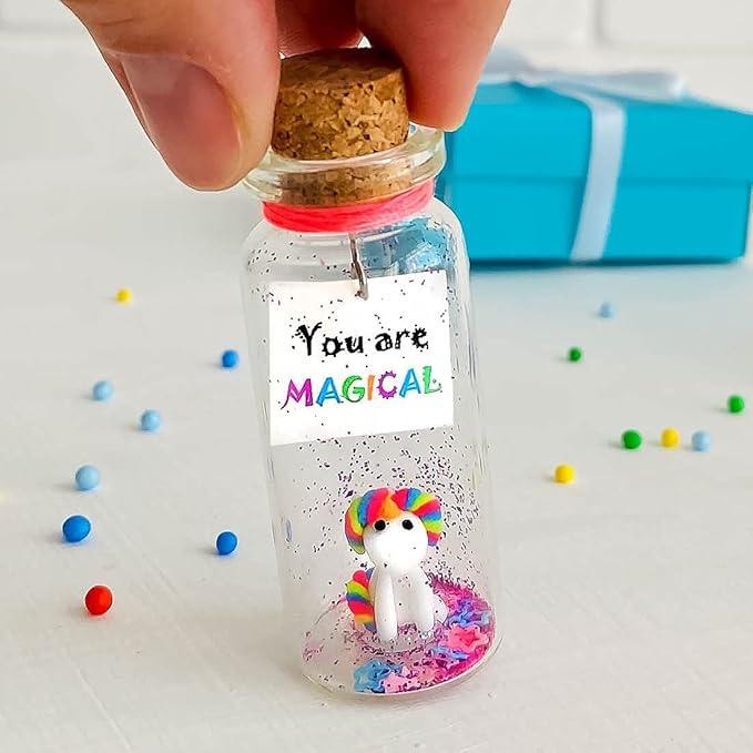 Kseniya Revta Inspirational Message in a Bottle Gift Idea - Classy Gifts for Friends and Family - Unique Boyfriend Girlfriend Presents (Rainbow Unicorn - You Are Magical, Gift Bottle)
