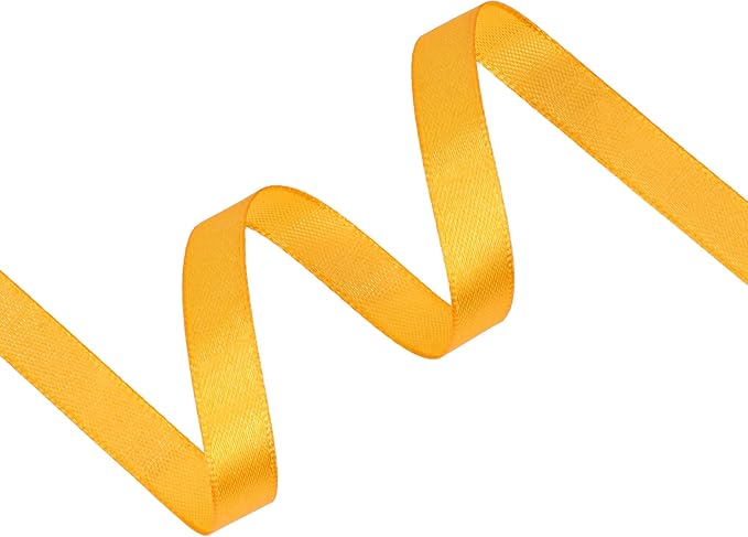 Yellow Satin Ribbon 3/8 inch X Continuous 100 Yards, Single Face Polyester Ribbon Perfect for Gift Wrapping, Flower Bouquet, Wedding Decor, Crafts, Bow Making, Sewing and More