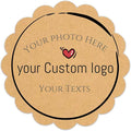100pcs Personalized Stickers Labels Custom Business Logo Stickers Kraft Paper Labels in Circle, Rectangle, Square, Oval, in 1.5",2", 2.5“, 3”, 4" (Flower)