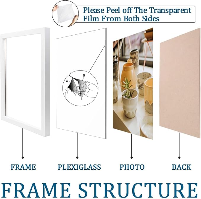 KTKDE A1 Picture Frame Poster Frame23.4 x 33.1 inches, White Woodgrain Poster Frame-Horizontal and Vertical Wall Hanging for Home, Exhibition, Caffe for best gifts
