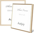 6x6 Picture Frame Set of 2, Brass Modern Thin Aluminum Metal Square Photo Frame with HD Glass, Display for Tabletop and Wall, 2 Pack