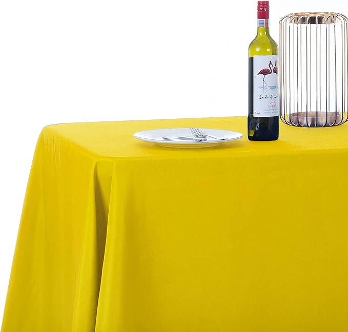 Ascoza 2pack 90x156 Inch Yellow Rectangular Tablecloth 8 Feet Table Cloth in Polyester Fabric for Wedding/Banquet/Restaurant/Parties