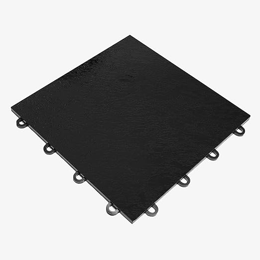 IncStores 3/8" Thick Snap Together Dance Flooring Tiles | 12”x12” Printed Vinyl Dance Floor Tiles for Practice & Performance | Black | 52 Tile Pack