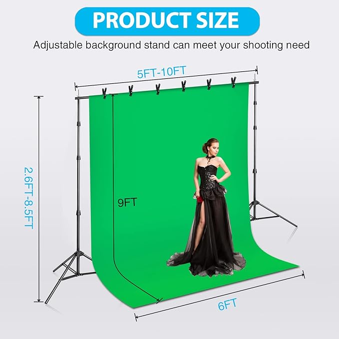 Yesker Photography Lighting Kit 8.5 x 10 ft Background Support System Umbrellas Softbox Continuous Lighting Kit for Photo Shoot Studio Portrait, Product and Video Recording Photography