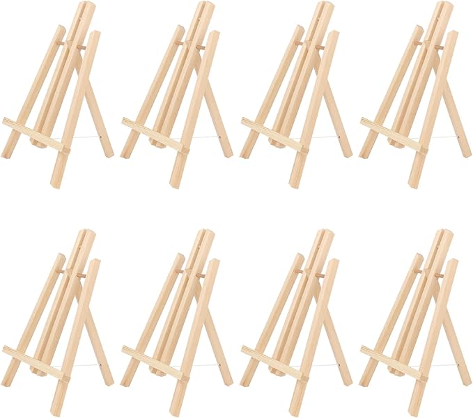 Kinlink 11.8 Inch Tall Wood Easels for Display Set of 8, Display Easel Tabletop, Painting Easel Stand for Artist Students…