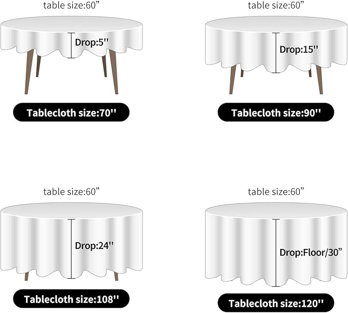 Ascoza 12pack 70 Inch Ivory Round Tablecloth in Polyester Fabric for Wedding/Banquet/Restaurant/Parties