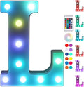 Foaky Colorful LED Letter Lights with Remote,Marquee Light Up Letters Sign for Night Light Wedding/Birthday Party Battery Powered Christmas Lamp Home Bar Decoration(L)