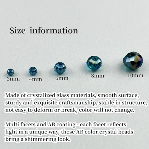 100pcs 8mm Crystal Glass Beads for Crafts Faceted Rondelle Glass Beads for Jewelry Making Crystal Spacer Beads for Necklaces Bracelets Earrings DIY Craft(Peacock Blue AB)