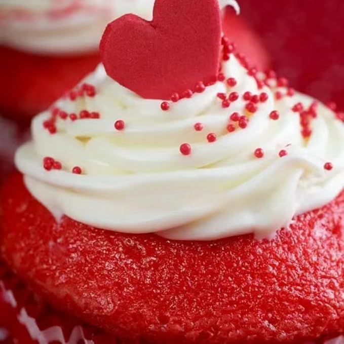 Edible Red Pearl Sugar Sprinkles Candy 2mm Mini Pearls Cake Decorations Cupcake Toppers Cookie Decorating Perfect for Wedding Party Valentine Halloween Christmas Supplies 3OZ