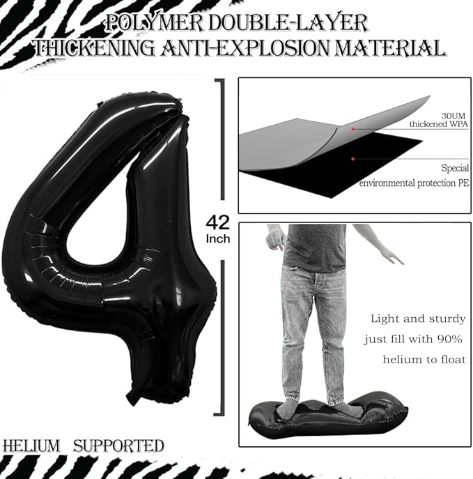 GOER Number 14 Balloons for 14th Birthday Sweet 14 Party Decorations,42 Inch Jumbo Foil Helium 41 Balloons for 41st Birthday Party Decoration (Black)