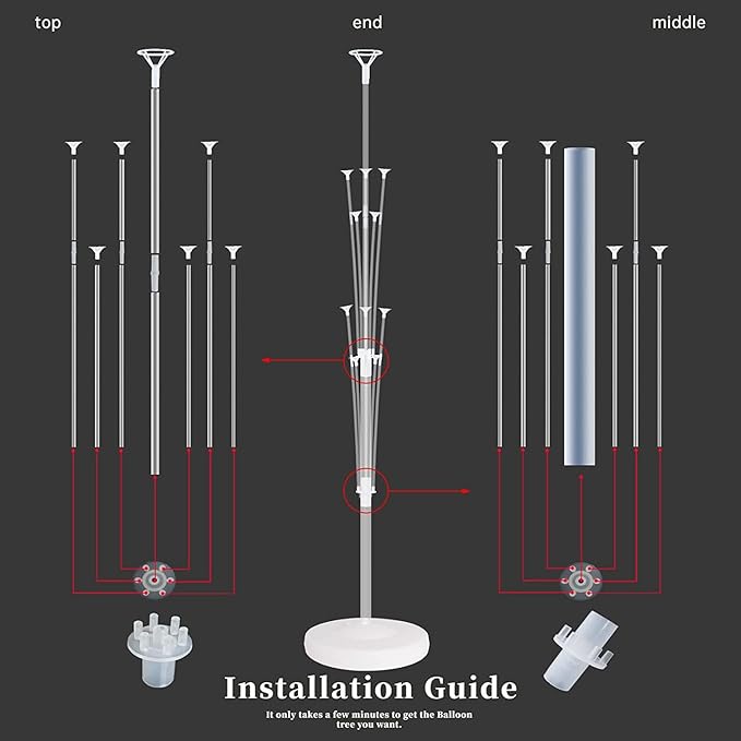 Balloon Column Stand Kit for Floor - Set of 2, Base and Pole,Balloon Tower Backdrop Decoration for Wedding, Birthday Party, or Bachelorette Parties (Balloons not included)