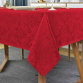 SASTYBALE Rectangle Jacquard Tablecloth, Damask Table Cloth SpillProof Wrinkle Resistant Tablecloths, Soft Polyester Oblong Table Cover for Kitchen, Dinner, Parties (Red, 52X70)