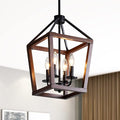 Farmhouse orb Metal Chandelier，4-Light Vintage Handmade Rustic Wood Pendant Hanging Light Fixture for Kitchen Island Dining Room Living Room Bedroom Foyer Hallway
