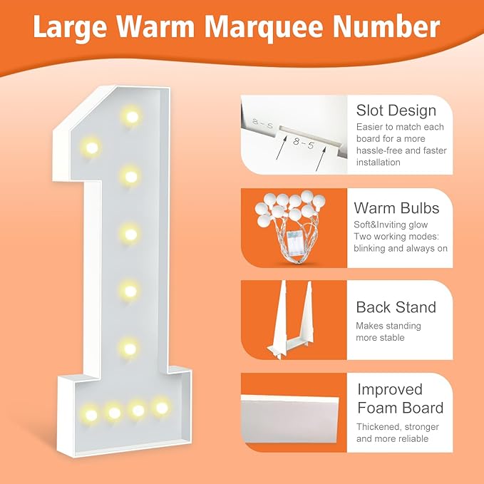 4FT Marquee Numbers 13, Large Light Up Numbers 13th Birthday Decorations for Girls Boys, Cardboard Number for Women Men Anniversary Party Decor Backdrop, DIY Foam Board Mosaic Number Sign