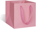 ADIDO EVA Pink Square Gift Bags Mini Small Size Square Bottom Paper Bags with Handles for Party Favor, Shopping Packaging Bags (4x4x4 In, 10 CT)