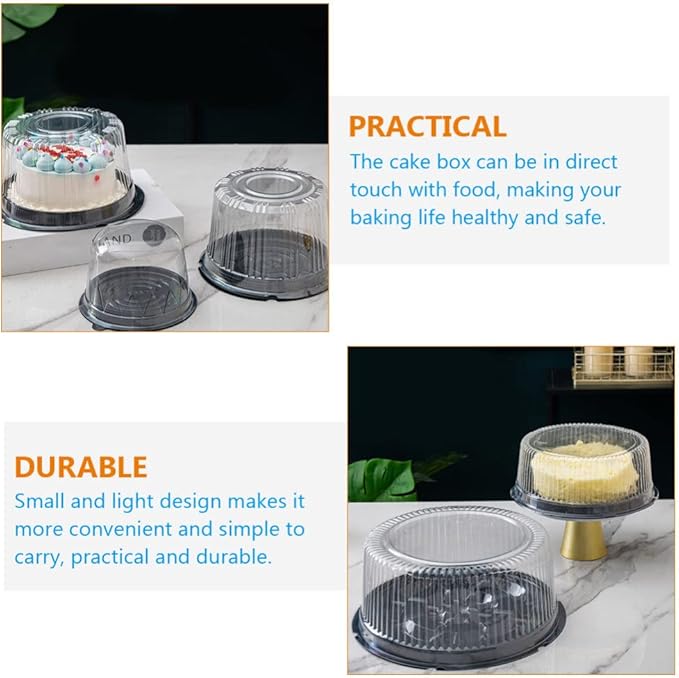 10-Pack Round Cake Stand & Dome - Clear Plastic Cupcake Stand, Cake Carrier & Box