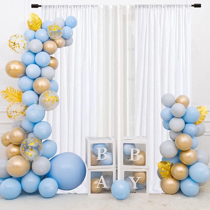 SquarePie Sequin Backdrop Curtain White 2FTx8FT 2 Panels Background for Wedding Party