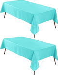 Hiasan 2 Pieces Solid Rectangle Tablecloth - Waterproof and Spillproof Washable Polyester Fabric Table Cloth for Kitchen and Dining Room, Aqua, 60 x 120 Inch