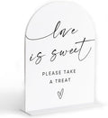 Love Is Sweet Sign for Dessert Table, White Arch Acrylic Wedding Sign, Wedding Reception Decorations, Bridal Shower Decor, Engagement Decor, Centerpiece Table Decorations Party for Bride and Groom-1