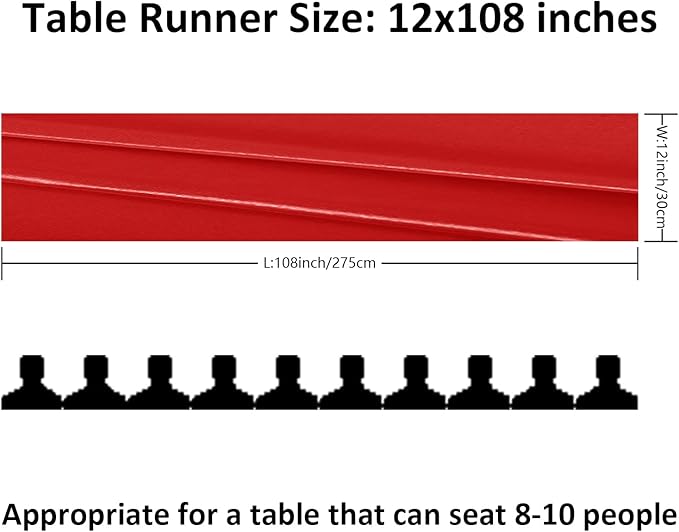 6Pack Table Runner 12 x 108 Inches Satin Silk Table Runner for Wedding, Birthday Party, Banquets, Graduations Decoration, fit Rectange and Round Table-Scarlet