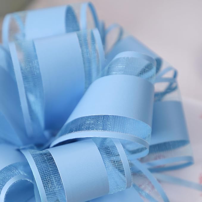 6Pcs 6inch Pull Bow Gift Wrapping,Pull Bow For Gift Basket, Gift Bag Box Wrapping Decor, Valentines Day, Birthday, Anniversary, Wedding, Flower Packaging (Baby Blue)