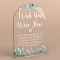Acrylic Wedding Sign Wish You Were Here Signs for Ceremony Modern Calligraphy Arch Acrylic Table Top Signs for Wedding Reception and Event Party Table Decor (Eucalyptus Leaves)