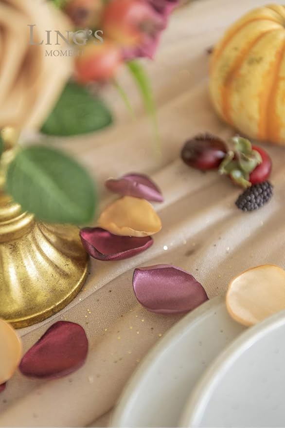 Ling's Moment Rose Petals, Silk Flower Petals for Wedding/Aisle/Flower Girl Baskets/Table Centerpiece Décor,etc.Burgundy Navy Gold 400pcs
