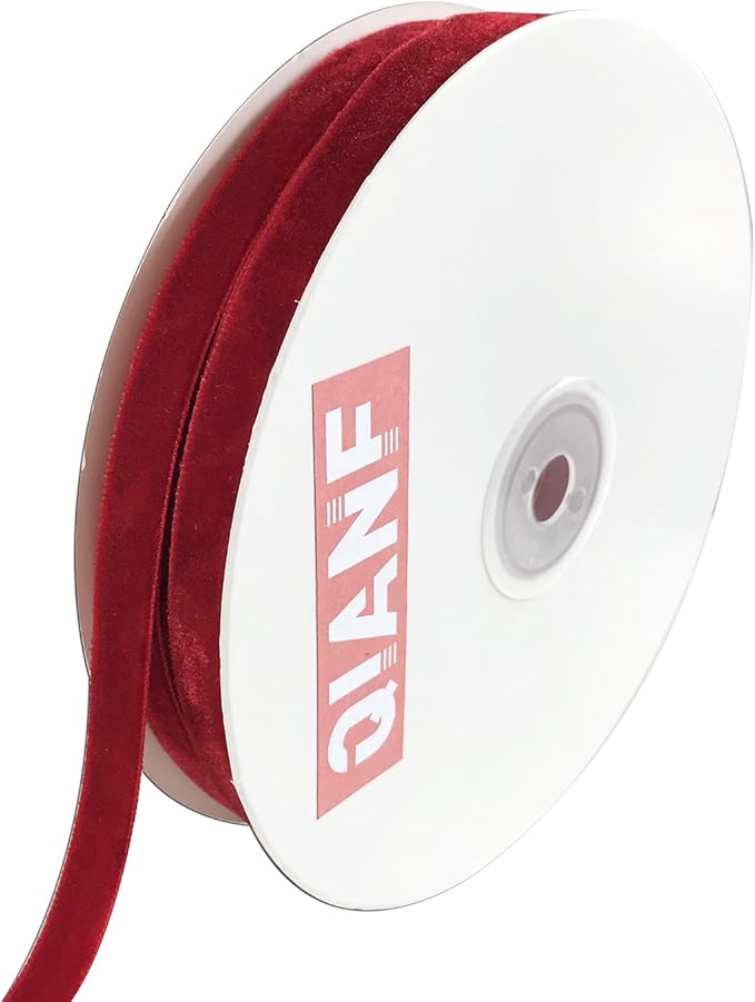 Vintage Red Velvet Ribbon, 3/8 Inch X 25Yd