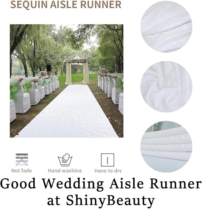 ShinyBeauty 4x20 FT Wedding Aisle Runner Rug - White Waterproof Non-Slip Ceremony Carpet for Outdoor, Beach, Party Events