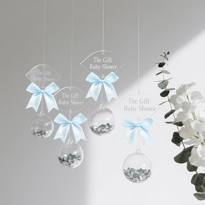 50 PCS Twist Tie Bows Satin Ribbon Bows 3.3 Inch Gift Wrap Bows Craft Bows for Gift Wrapping, Party Decorations Gifts Bag DIY Treat Bags Wedding Decor Baby Shower Christmas (Light Blue)