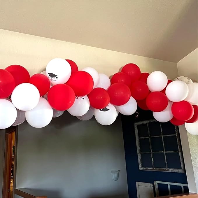 12 Inch Red White Confetti Latex Balloons Set, 35 Pack - Helium Party for Girls Women Birthday Wedding Christmas Valentine's Day Decoration