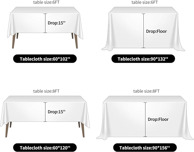 Ascoza 2pack 90x132 Inch Blue Mist Rectangular Tablecloth 8 Feet Table Cloth in Polyester Fabric for Wedding/Banquet/Restaurant/Parties