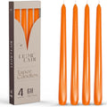 Leor & Lair Orange Taper Candles - 4 Pack 10" Orange Candlesticks - Unscented Long Burning Halloween Taper Candles for Halloween Decor, Thanksgiving Dinner, Fall Weddings & Restaurants