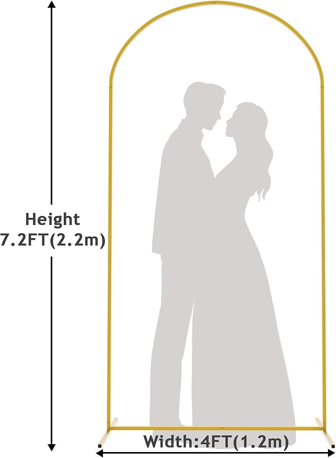 Putros Metal Arch Backdrop Stand 7.2FT Gold Wedding Balloon Arched Backdrop Stand Square Arch Frame for Birthday Party Bridal Baby Shower Ceremony Decoration