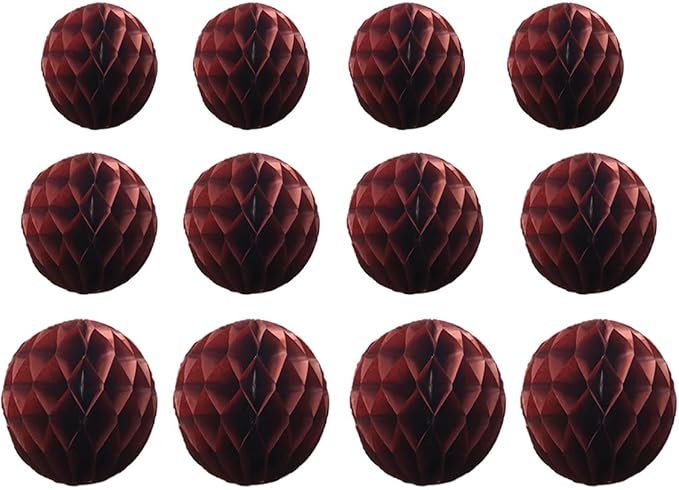 15pcs Honeycomb Balls Decorations 4'' 6'' 8'' Party Honeycomb Ball Flowers Tissue Pom poms Flower Ball Hanging Flower Balls for Baby Shower Birthday Wedding Nursery Decor(4'' 6'' 8'' Burgundy)