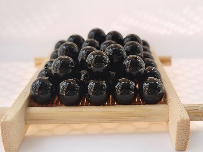 Stone Beads 8mm 100pcs Black Agate Beads Round Loose Gemstones Beads for Bracelet Necklace Jewelry Making (8mm, 60821 Black Agate)