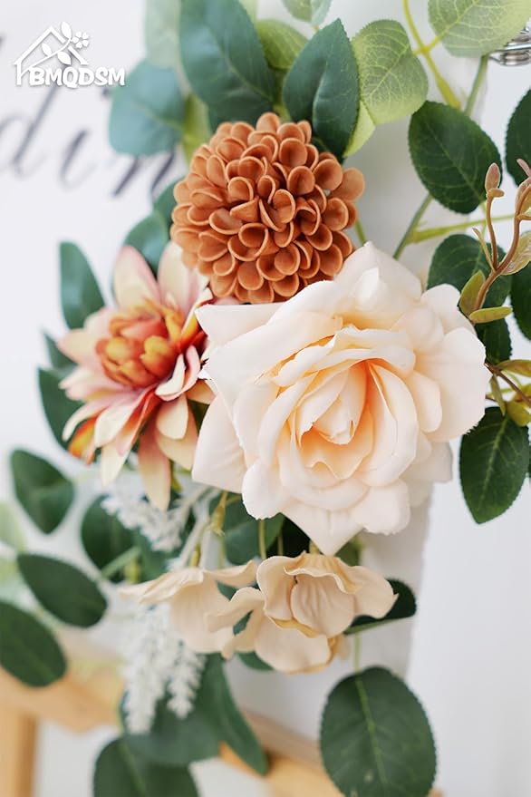 Pack of 2 Artificial Flowers for Backdrop Decoration, Wedding Arch Flowers,Reception Welcome Sign, Eucalyptus Garland, Suited to Aisle Decor and Wedding Arches（Champagne）
