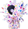 PMU 3 Pcs Polka Dot Kisses Balloon Weights - Decorative Balloon Weight for Christmas, Thanksgiving, Birthday, Party Favors, Wedding & Baby Shower - 6oz. White With Rainbow Multicolor, Pkg/3