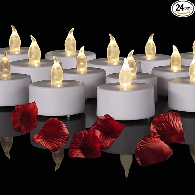 Battery Operated LED Tea Lights: 24PACK Flameless Votive Candles Lamp Realistic and Bright Flickering Holiday Gift Long Lasting 200Hours for Seasonal & Festival Celebration Warm White