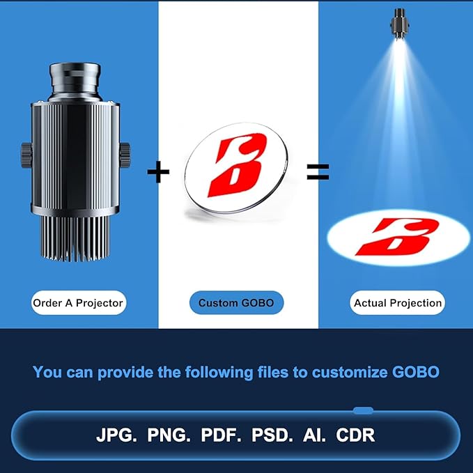 GOBO Projector Custom Logo Projector Lights for Store Business or Outdoor Wall Street Waterproof Ip67 HD Led for Shop Advertising and Wedding (65W)