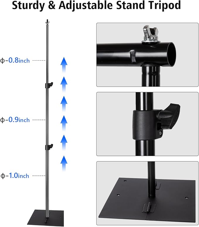 Pipe and Drape Photography Backdrop Stand Kit Adjustable Photo Background Stand 10ft x 6.5ft with Metal Base for Parties Weddings Birthday Party Events Photo Booth