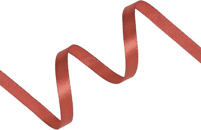 Copper Satin Ribbon 1/4 inch X Continuous 50 Yards, Single Face Polyester Ribbon Perfect for Gift Wrapping, Flower Bouquet, Wedding Decor, Crafts, Bow Making, Sewing and More